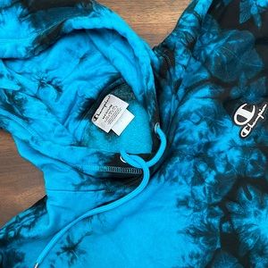 Champion blue, tie dye hoodie. Size -Medium